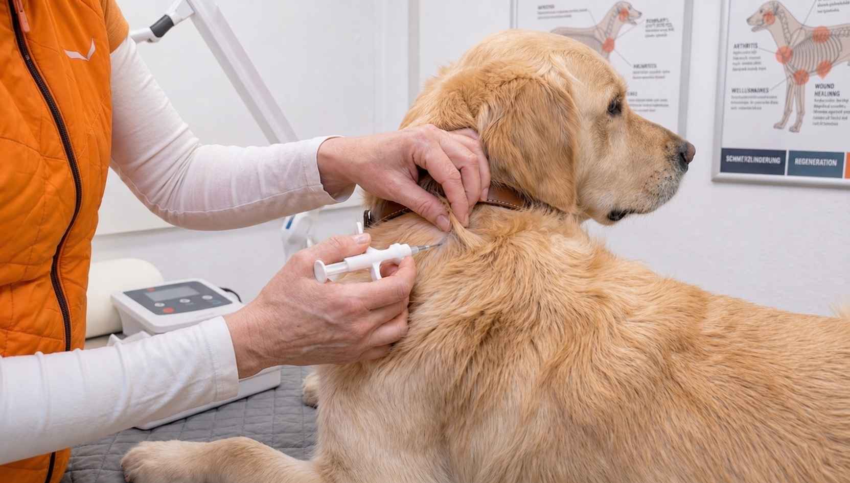 Hund bei der tierärztlichen Kennzeichnung mit Mikrochip in der Praxis vet4balance in Arnsberg